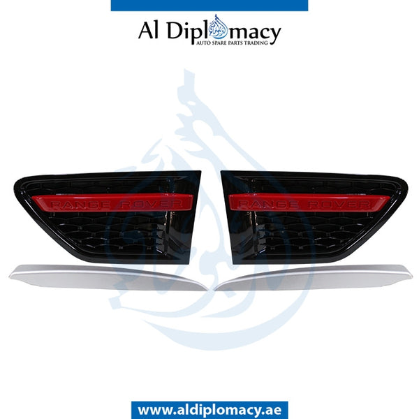 FENDER GRILLE BLACK & Red, SET for Land Rover models, Part Number T-RR-SPORT FENDER GRILLE BLACK & RED 2010-(SET)