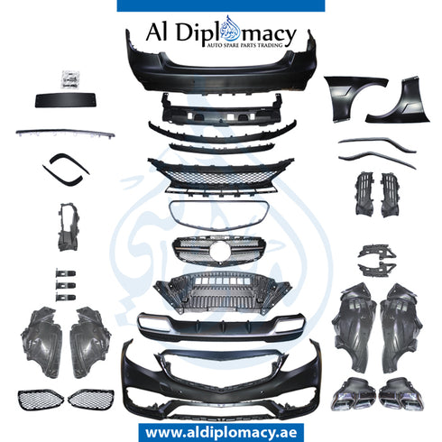 Front Rear W212 E63 BODYKIT 2014 Bumper, Bumper, Fender, AND SIDE SKIRT for Mercedes-Benz E Class W212 (2009-2016) models, Part Number T-W212-E63 BODYKIT-2014-CO W/ FENDER