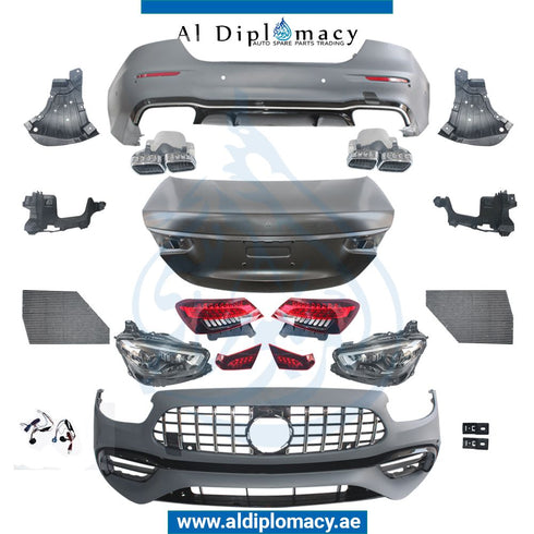 Front Rear W213 E63 2020 LOOK Bodykit. Bumper, Bumper, Headlight, Stoplight, TRUNK Lid, AND EXHAUST for Mercedes-Benz E Class E63 (2003-2010) models, Part Number T-W213-E63 BODY KIT-2020 LOOK UPGRADE FROM 2016