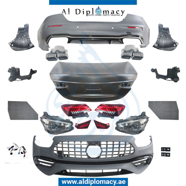 Front Rear W213 E63 2020 LOOK Bodykit. Bumper, Bumper, Headlight, Stoplight, TRUNK Lid, AND EXHAUST for Mercedes-Benz E Class E63 (2003-2010) models, Part Number T-W213-E63 BODY KIT-2020 LOOK UPGRADE FROM 2016