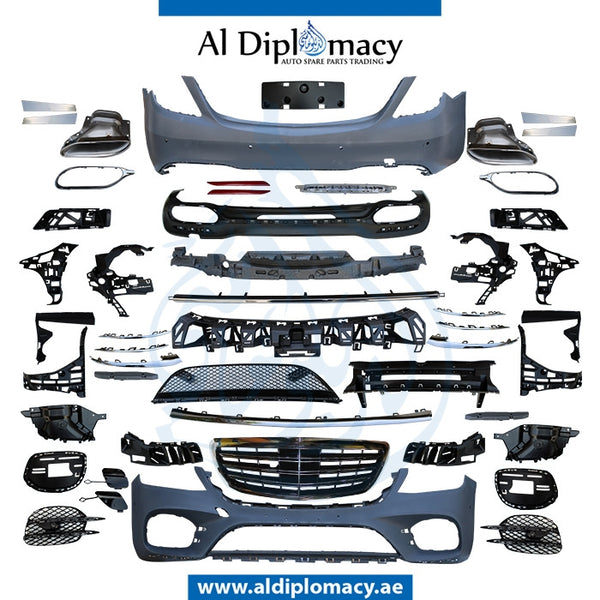 Front Rear W222 S560 AMG BODYKIT Complete, Bumper, Bumper, Grille, AND EXHAUST for Mercedes-Benz S Class W222 (2014-2020) models, Part Number T-W222-S560 AMG BODYKIT-2018-CO