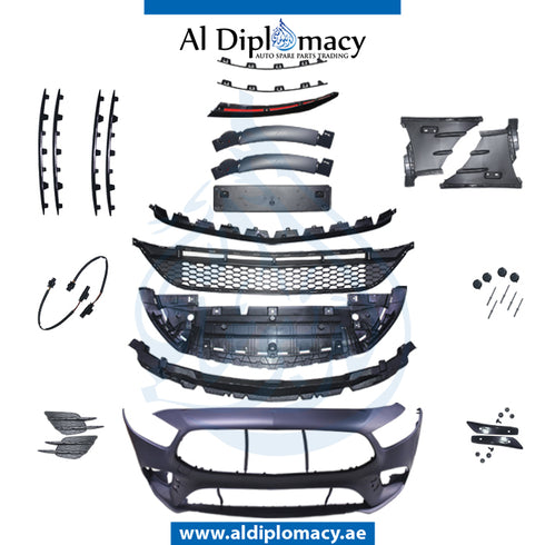 Front Bumper, WITH SENSOR Hole, A35 Look, COMPLETE for Mercedes-Benz A Class W177 (2018-2020) models, Part Number T-1778857804-CO