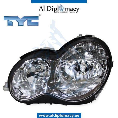 Left Headlight, NORMAL for Mercedes-Benz C Class W203 (2001-2007) models, Part Number TYC-2038203161