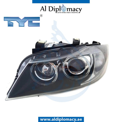 Left Headlight, BI XENON for BMW 3 Series E90 (2005-2011) models, Part Number TYC-63117161667