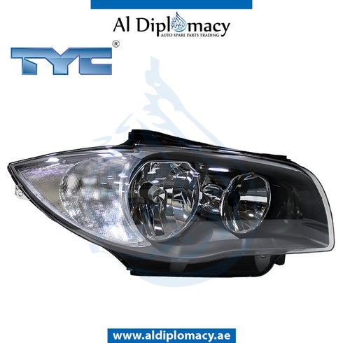 Right Headlight, NORMAL for BMW 1 Series E81 (2007-2011) models, Part Number TYC-63117193388