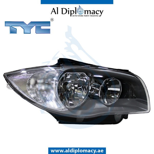 Right Headlight, NORMAL for BMW 1 Series E81 (2007-2011) models, Part Number TYC-63117193388