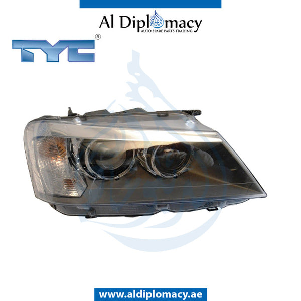 Right Headlight, BI XENON for BMW X3 Series F25 (2010-2017) models, Part Number TYC-63117276992