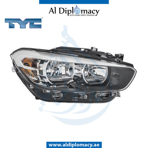 Right Headlight, Halogen, 20-h067-06-2b for BMW 1 Series F20 (2015-2019) models, Part Number TYC-63117358392