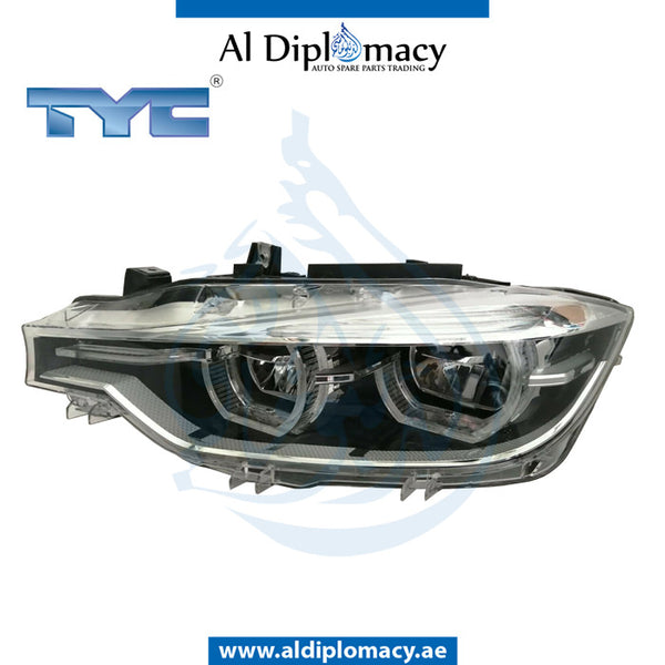 Left Headlight, Led, EMPTY 20-9818-b6-9b for BMW 3 Series F30 (2015-2019) models, Part Number TYC-63117419633