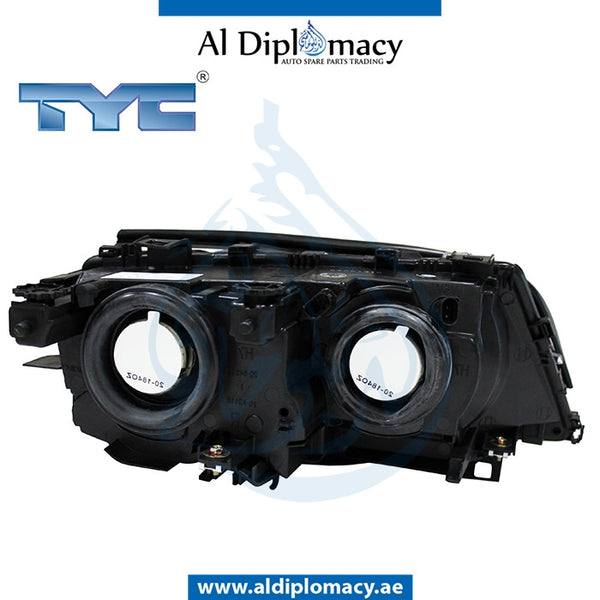 Left Headlight, Normal, Silver, WITH MOTOR for BMW 2 Series E46 (1998-2005) models, Part Number TYC-63126908223