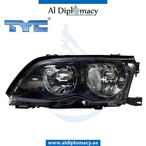 Left Headlight, Normal, BLACK for BMW 2 Series E46 (1998-2005) models, Part Number TYC-63126910955