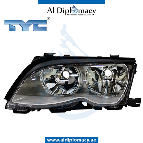 Left Headlight, Normal, SILVER for BMW 2 Series E46 (1998-2005) models, Part Number TYC-63126910957