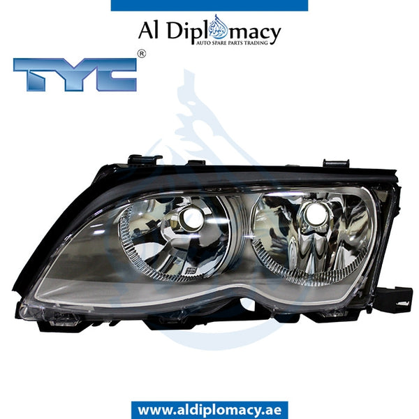 Left Headlight, Normal, SILVER for BMW 2 Series E46 (1998-2005) models, Part Number TYC-63126910957