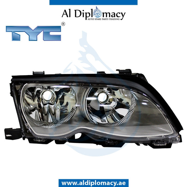 Right Headlight, Normal, SILVER for BMW 2 Series E46 (1998-2005) models, Part Number TYC-63126910958