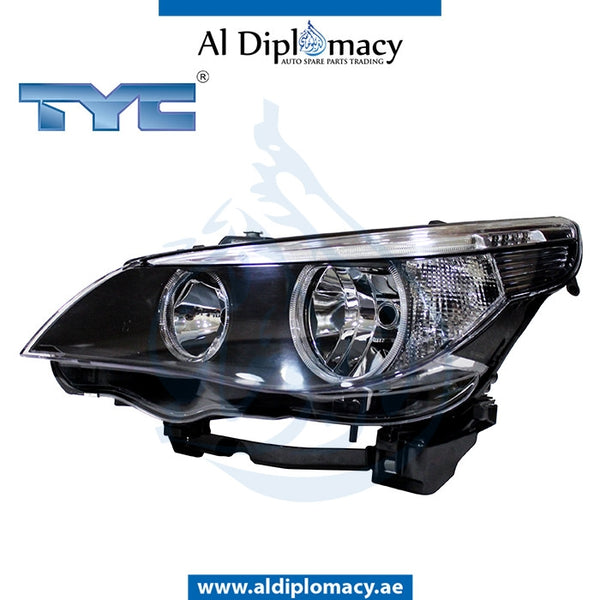Left Headlight, NORMAL for BMW 5 Series E60 (2004-2010) models, Part Number TYC-63127165561