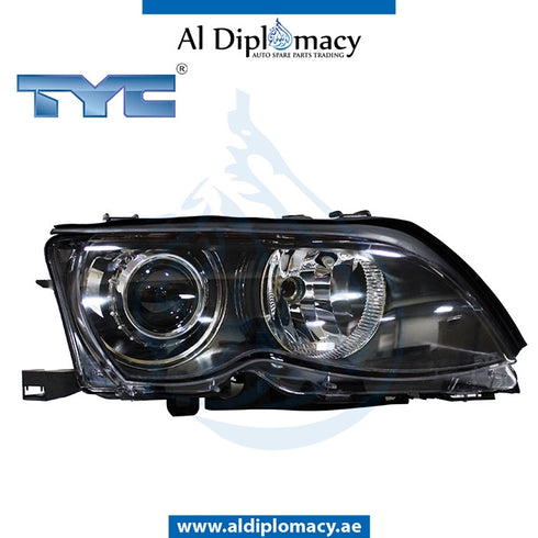 Right Headlight, BI XENON for BMW 2 Series E46 (1998-2005) models, Part Number TYC-63127165776