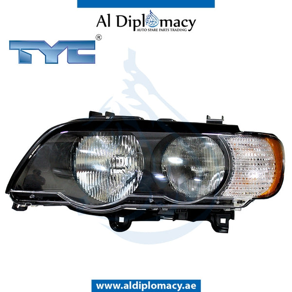 Left Headlight, NORMAL for BMW X5 Series E53 (1999-2006) models, Part Number TYC-63128385941