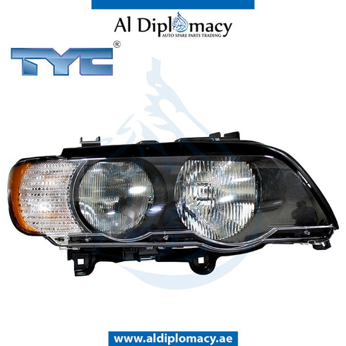 Right Headlight, NORMAL for BMW X5 Series E53 (1999-2006) models, Part Number TYC-63128385942