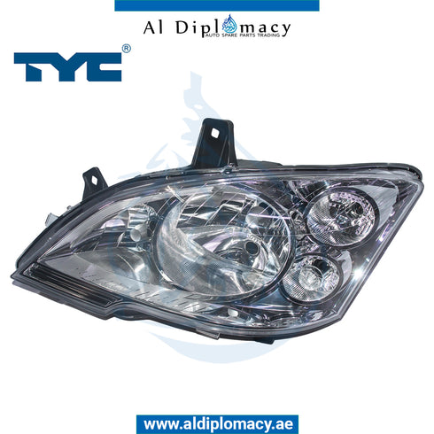 Left Headlight, Normal, WITH COVER AND MOTOR for Mercedes-Benz VITO W639 (2003-2015) models, Part Number TYC-6398201861