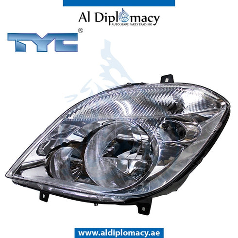 Left Headlight, Normal, WITHOUT FOG LAMP for Mercedes-Benz SPRINTER W906 (2006-2018) models, Part Number TYC-9068200161