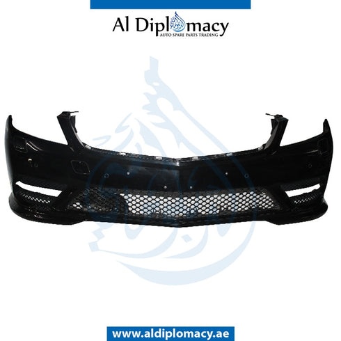 Front Bumper, WITH SENSOR AND WIPER Hole, Black, Amg, COMPLETE for Mercedes-Benz CL Class W216 (2006-2014) models, Part Number U-216FB+S+W-CO-AMGBK