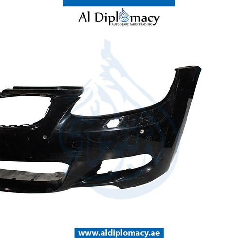 Front Bumper, WITH SENSOR AND WIPER Hole, Black, EMPTY for BMW 3 Series E90 (2005-2011) models, Part Number U-E90FB+S+W-EM-BK