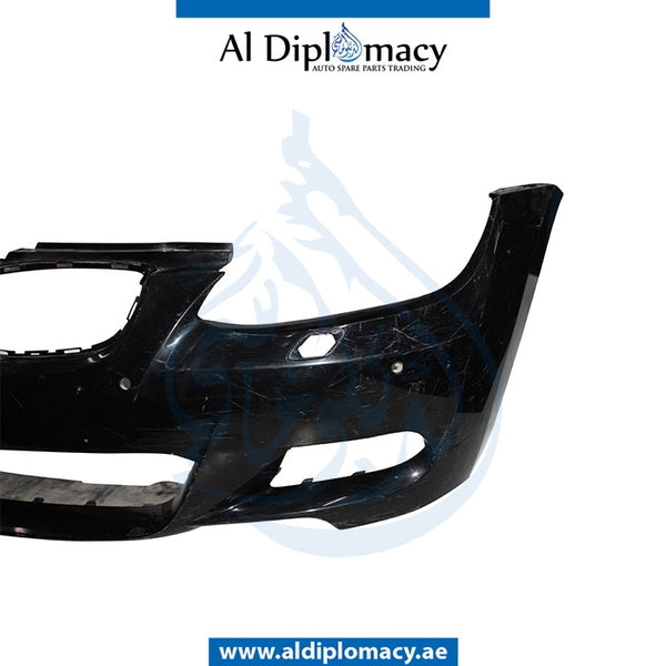 Front Bumper, WITH SENSOR AND WIPER Hole, Black, EMPTY for BMW 3 Series E90 (2005-2011) models, Part Number U-E90FB+S+W-EM-BK
