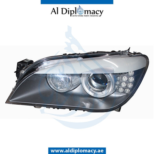 Left Headlight, AHL Xenon, COMPLETE 719000000023 for BMW 7 Series F01 (2008-2015) models, Part Number UMM-63117228427-CO