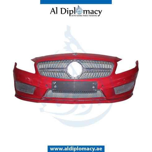 Front Bumper, WITH SENSOR AND WIPER Hole, COMPLETE for Mercedes-Benz A Class W176 (2012-2018) models, Part Number UN-1768805640-CO
