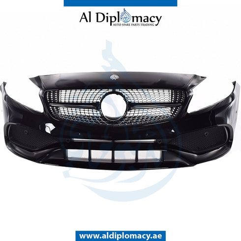 Front Bumper, WITH SENSOR Hole, AMG Sport, COMPLETE for Mercedes-Benz A Class W176 (2012-2018) models, Part Number UN-1768851700-CO