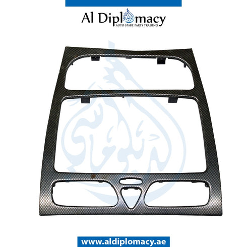 DASHBOARD Radio, A/c, AND HEATER CONTROL UNIT Cover, CARBON FIBER for Mercedes-Benz C Class W203 (2001-2007) models, Part Number UN-2036802439