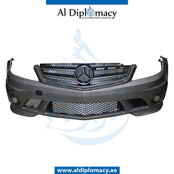 Front Bumper, WITH WIPER Hole, COMPLETE for Mercedes-Benz C Class W204 (2007-2015) models, Part Number UN-2048854725-CO