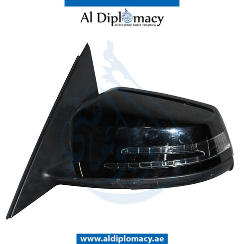 Left Mirror, Black, COMPLETE for Mercedes-Benz C Class W204 (2007-2015) models, Part Number UN-204MIR-LH-CO-BK
