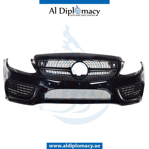 Front Bumper, WITH SENSOR Hole, Amg, COMPLETE for Mercedes-Benz C Class W205 (2015-2021) models, Part Number UN-2058801840-CO
