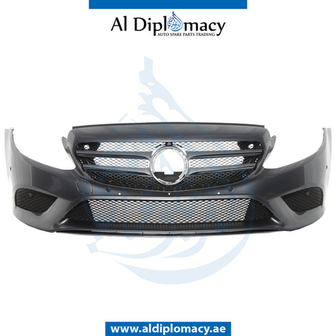 Front Bumper, WITH SENSOR Hole, COMPLETE for Mercedes-Benz C Class W205 (2015-2021) models, Part Number UN-2058809202-CO