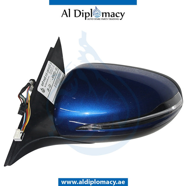 Left Mirror, Blue, COMPLETE for Mercedes-Benz C Class W205 (2015-2021) models, Part Number UN-205MIR-LH-CO-BL