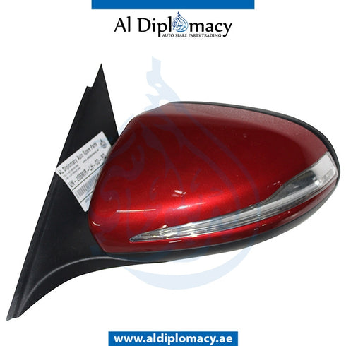 Left Mirror, Red, COMPLETE for Mercedes-Benz C Class W205 (2015-2021) models, Part Number UN-205MIR-LH-CO-RD