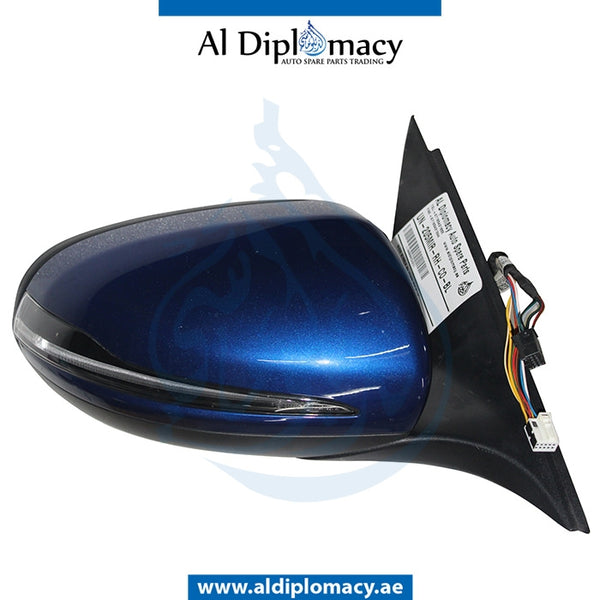 Right Mirror, Blue, COMPLETE for Mercedes-Benz C Class W205 (2015-2021) models, Part Number UN-205MIR-RH-CO-BL