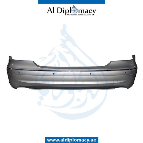 Rear Bumper, WITH SENSOR Hole, COMPLETE for Mercedes-Benz C Class W211 (2002-2009) models, Part Number UN-2118854525-CO
