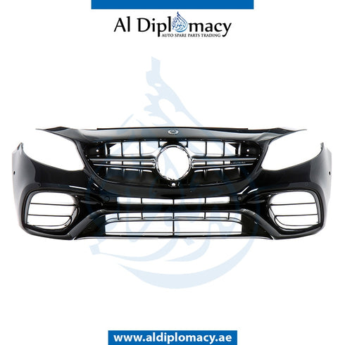 Front Bumper, WITH SENSOR Hole, COMPLETE for Mercedes-Benz E Class W213 (2017-2023) models, Part Number UN-2138858600-CO