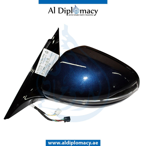 Left Mirror, Blue, COMPLETE for Mercedes-Benz E Class W213 (2017-2023) models, Part Number UN-213MIR-LH-CO-BL