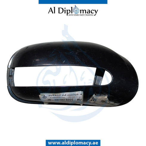 Right Mirror Cover, WITHOUT Lamp, BLACK for Mercedes-Benz S Class W215 (1999-2005) models, Part Number UN-2208100264-BL