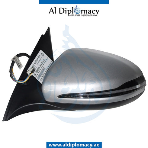Left Mirror, Silver, COMPLETE for Mercedes-Benz GLC Class W253 (2015-2022) models, Part Number UN-253MIR-LH-CO-SL