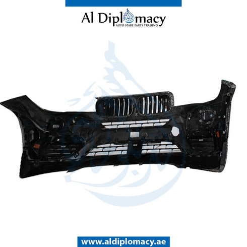 Front Bumper, WITH SENSOR AND WIPER Hole, COMPLETE for BMW X6 Series F16 (2014-2019) models, Part Number UN-51117422898-CO