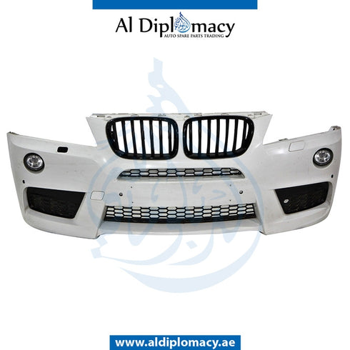 Front Bumper, WITH SENSOR AND WIPER Hole, M Look, COMPLETE for BMW X3 Series F25 (2010-2017) models, Part Number UN-51118052453-CO