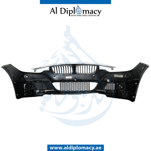 Front Bumper, WITH SENSOR AND WIPER Hole, Sport, COMPLETE for BMW 3 Series F30 (2011-2015) models, Part Number UN-51118055822-CO