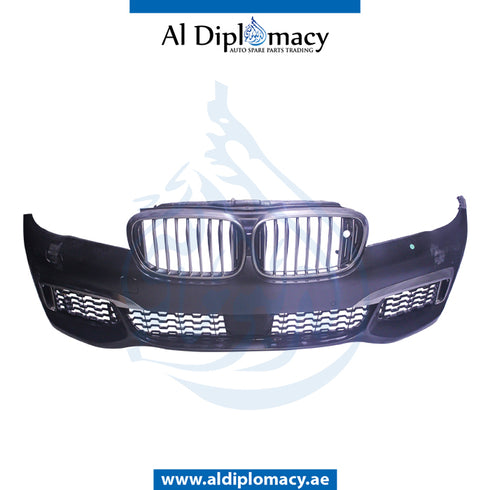 Front Bumper, WITH SENSOR AND WIPER Hole, COMPLETE for BMW 7 Series G12 (2015) models, Part Number UN-51118064754-CO