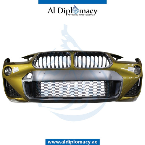 Front Bumper, WITH SENSOR Hole, M Look, COMPLETE for BMW X2 Series F39 (2017-2023) models, Part Number UN-51118090114-CO