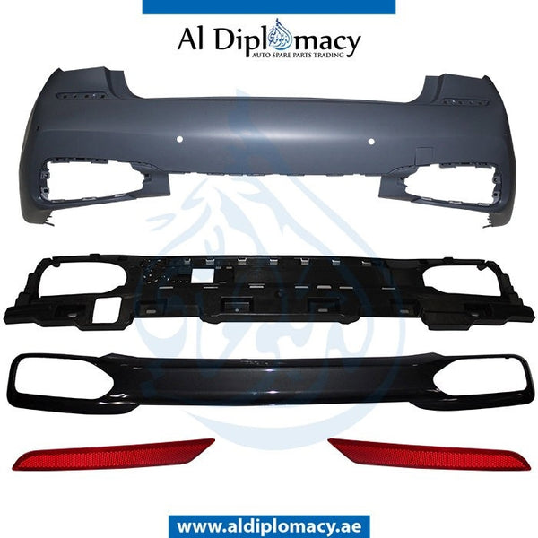 Rear Bumper, WITH SENSOR Hole, M Type, COMPLETE for BMW 7 Series G11 (2015) models, Part Number UN-51128064760-CO
