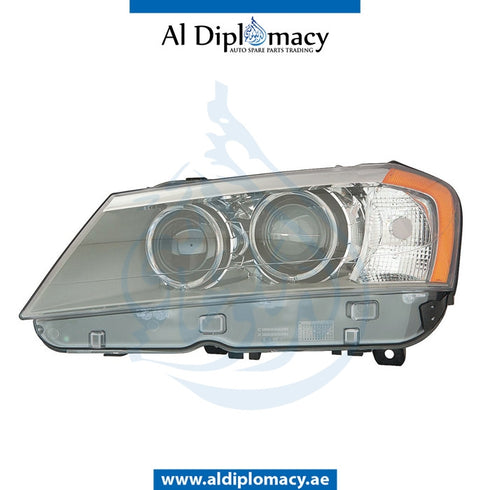 Left Headlight, BI Xenon, COMPLETE USA TYPE for BMW X3 Series F25 (2010-2017) models, Part Number UN-63117276995-CO